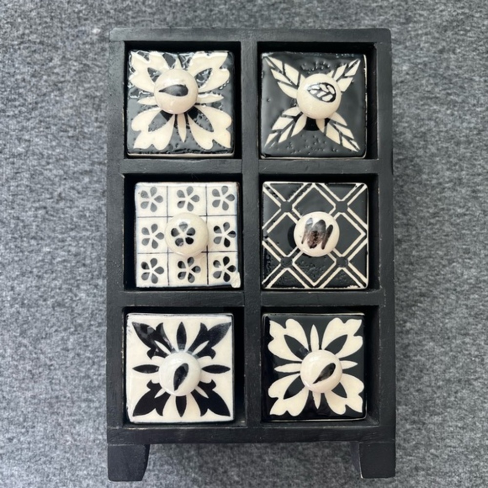 Copenhagen Mid-Century Modern Pottery 6 Tile Drawers Organizer Denmark Storage